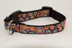 Red & Purple Flowers on Black - 1" Collar