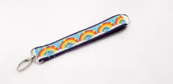 Rainbows, Stars & Clouds on Light Blue - Key Fob