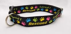 Rescued and Loved on Black - 1.5" Collar
