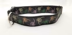 Pink, Green and Coral on Black - 1.5" Collar