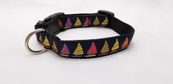 Bright Sailboats on Navy - 1" Collar
