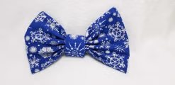 Silver Snowflakes on Blue - Bow Tie