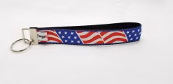 American Flag on Red & White - Key Fob V1
